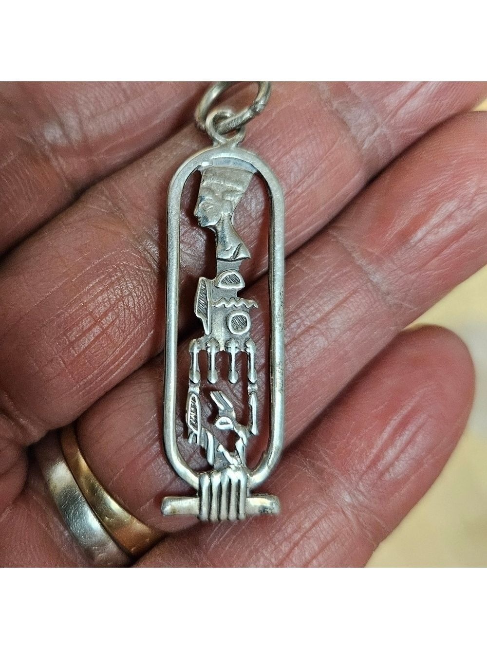 Sterling Silver Egyptian Queen Nefertiti Cartouche Pendant
